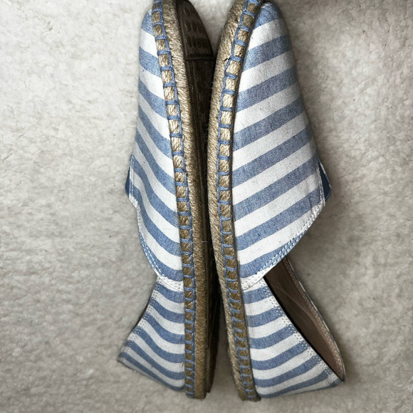 Skechers Bobs Espadrilles Women 9.5 Blue White Stripe Memory Foam Canvas Slip On - Picture 9 of 10